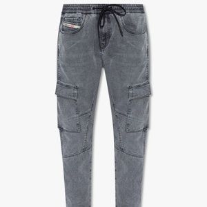 NWT $395 DIESEL Black Wash D-Ursy-Ne Cargo Jogger Jeans SIZE W25 25